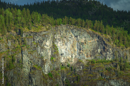 Ravnejuv cliff panoramic shot in Norway photo