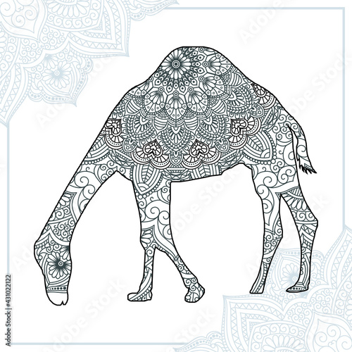 Camel Mandala. Vintage decorative elements. Oriental pattern  vector illustration.