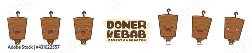 cute doner kebab character set
