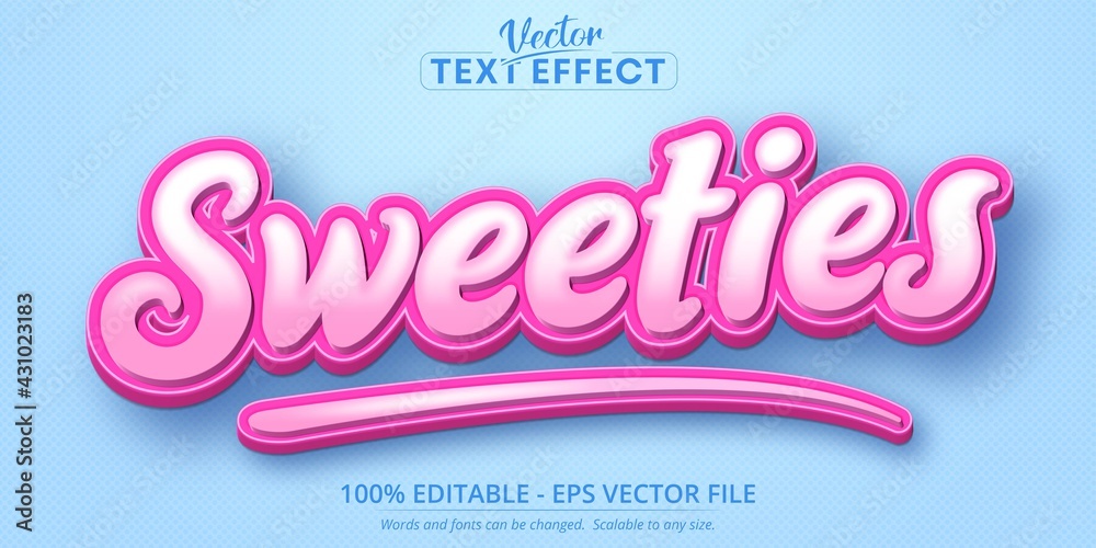 Sweeties text effect, cartoon editable text style Sweeties text effect, cartoon editable text style