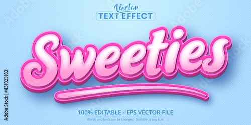Sweeties text effect, cartoon editable text style