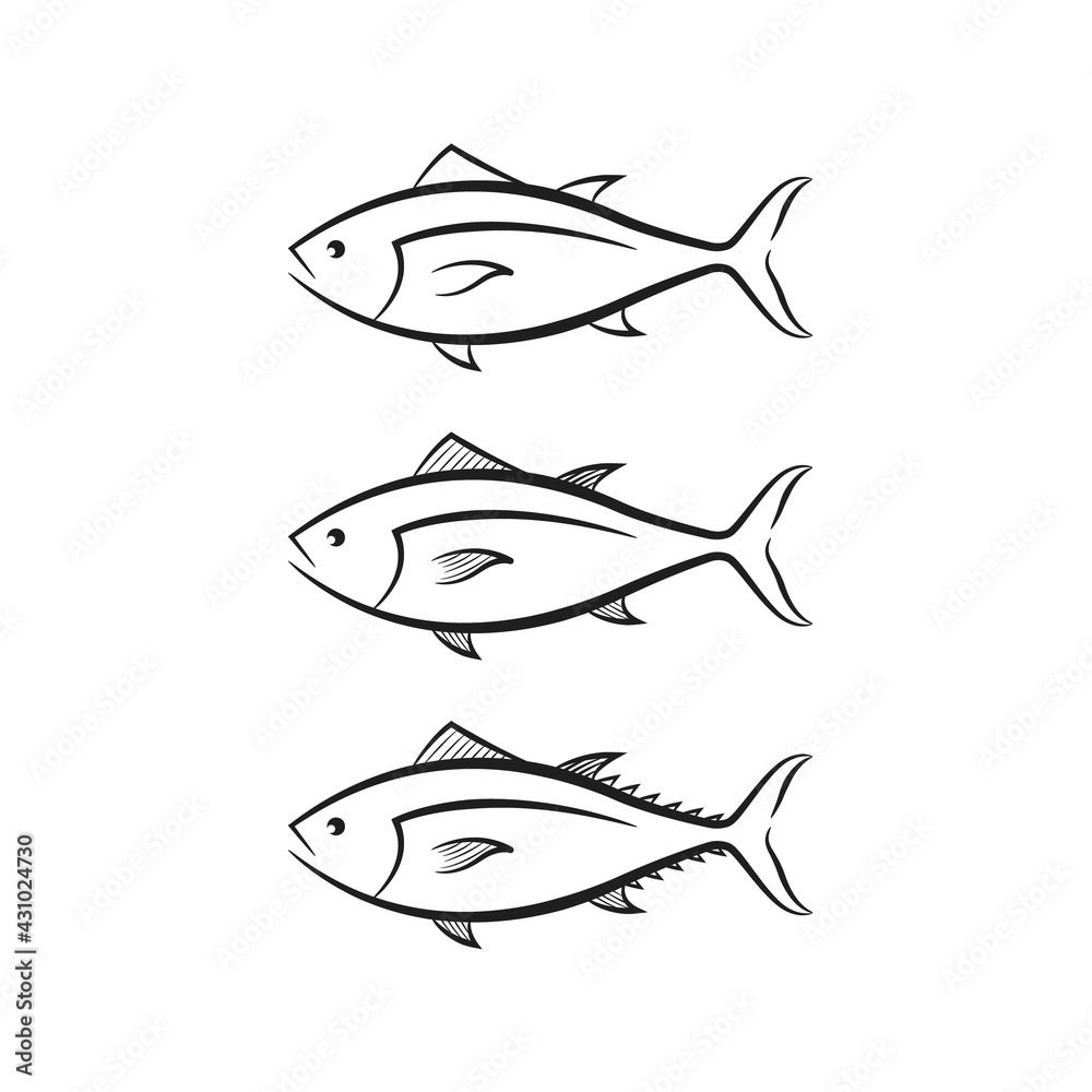 Bluefin tuna icon logo flat vector illustration Bluefin tuna icon logo flat vector illustration