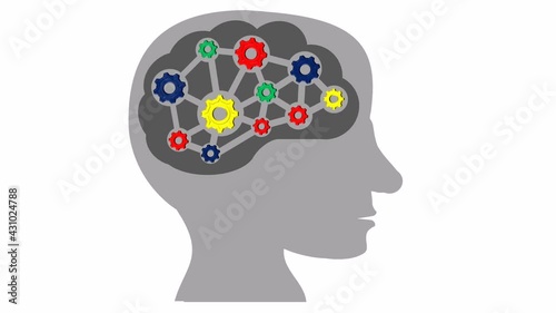 Wallpaper Mural Simple graphic: The shape of a human head with a rotating gear block. The concept of way of thin positive . Torontodigital.ca