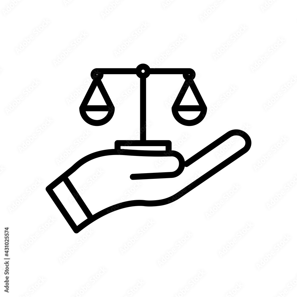Hand and law line icon. law abiding icon. Editable stroke. Design template vector Hand and law line icon. law abiding icon. Editable stroke. Design template vector