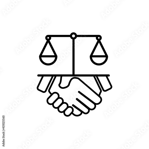 Hand and law line icon. law abiding icon. Editable stroke. Design template vector