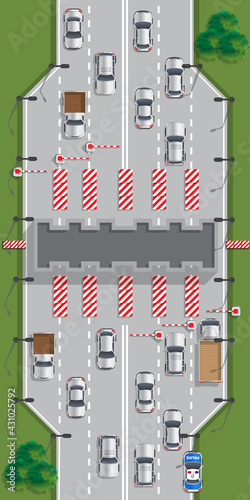 Highway toll. View from above. Vector illustration. 