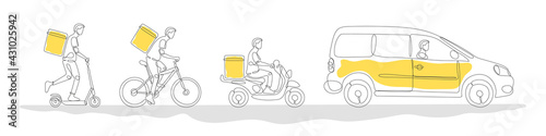 Online delivery service. Delivery home and office. One line art. Delivery concept. Vector illustration
