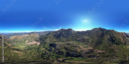 Fototapeta Naklejka Na Ścianę i Meble -  360 degree virtual reality panorama of the Rocche del Crasto, a mountainous and rocky complex where golden eagle nests, Nebrodi, Sicily, Italy.