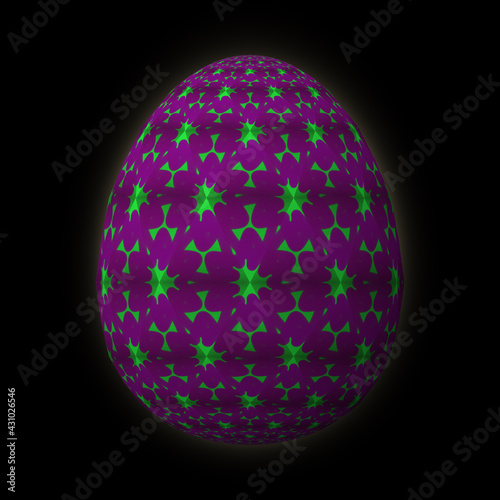 Happy Easter  Artfully designed and colorful 3D easter egg  3D illustration on black background