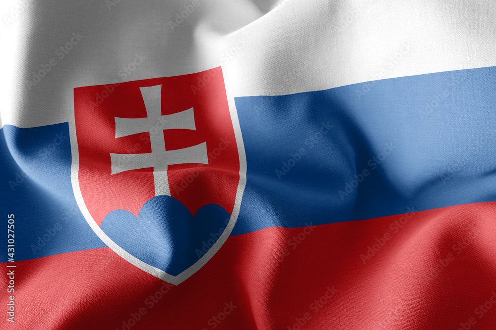 Fototapeta premium 3D rendering illustration flag of Slovakia. Waving on the wind f