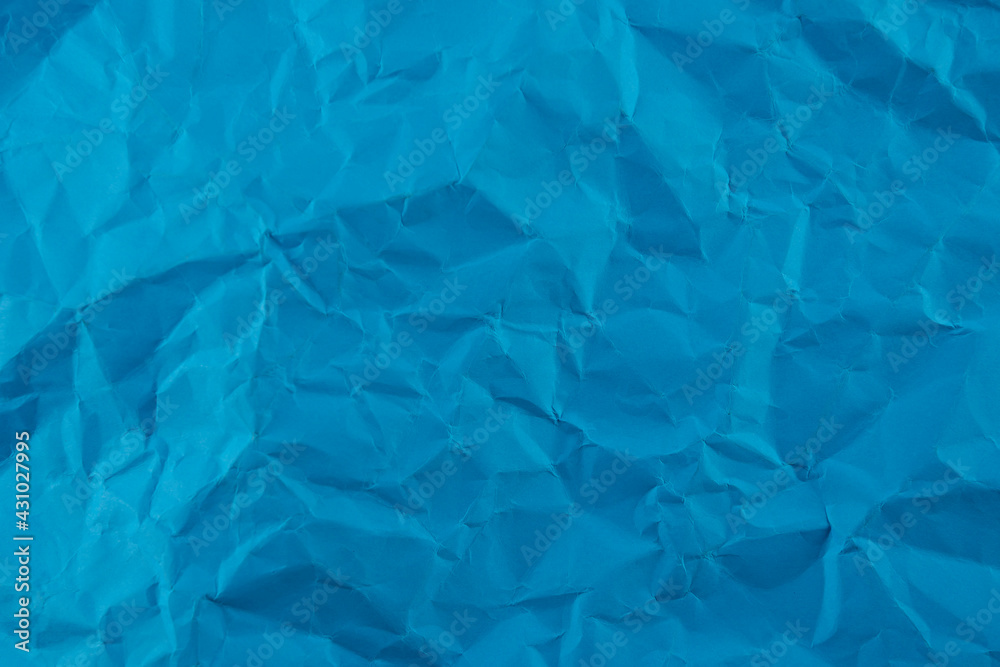 Obraz premium Blue crumpled paper texture background