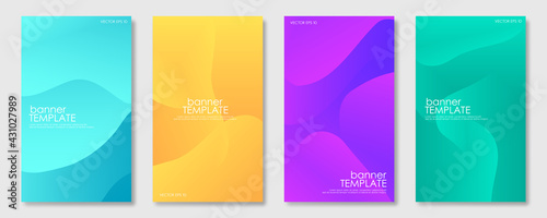 Set of banners design template. Abstract colorful wavy liquid composition style for business, event and social media promotion. Vector