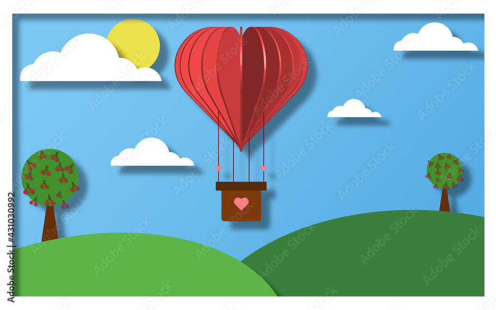 Fototapeta premium Herzen Ballon karte, Valentinstag Postkarte