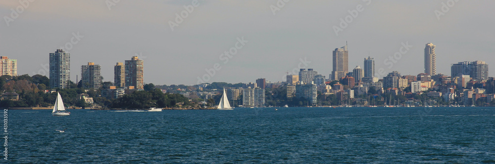 Sailing boats and houses in Sydney.