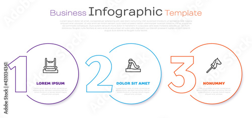 Set line Bungee, Kid slide and Toy horse. Business infographic template. Vector