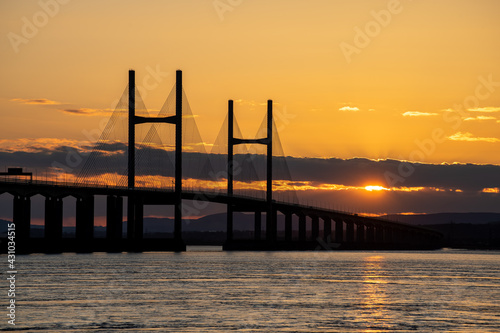 Severn Bridge crossing from England to Wales, at sunset. The bridge is also called the Prince of Wales Bridge © Stephen Davies