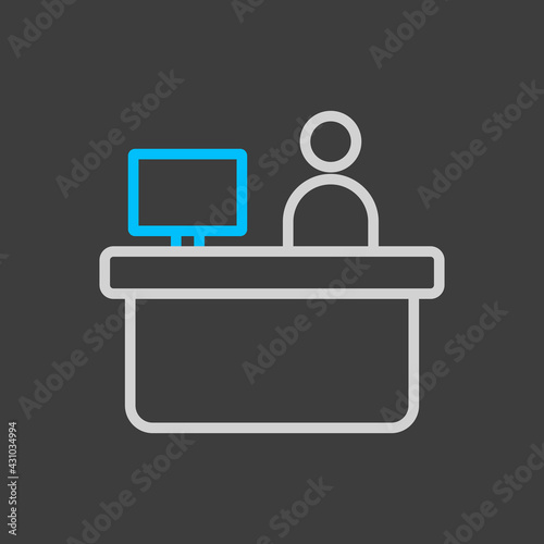 Hotel reception service icon on dark background