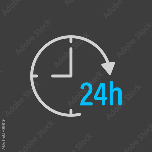 Service twenty four hours icon on dark background