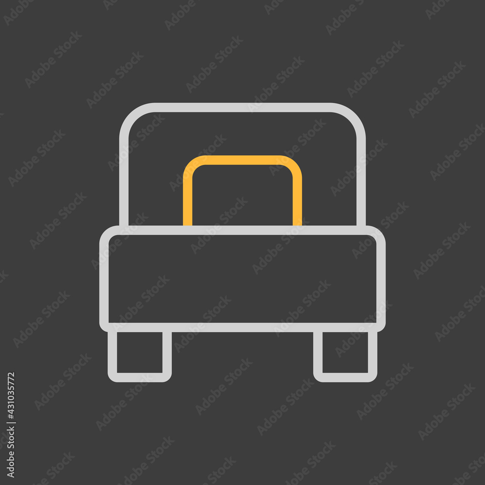 Single bed flat vector icon on dark background Single bed flat vector icon on dark background