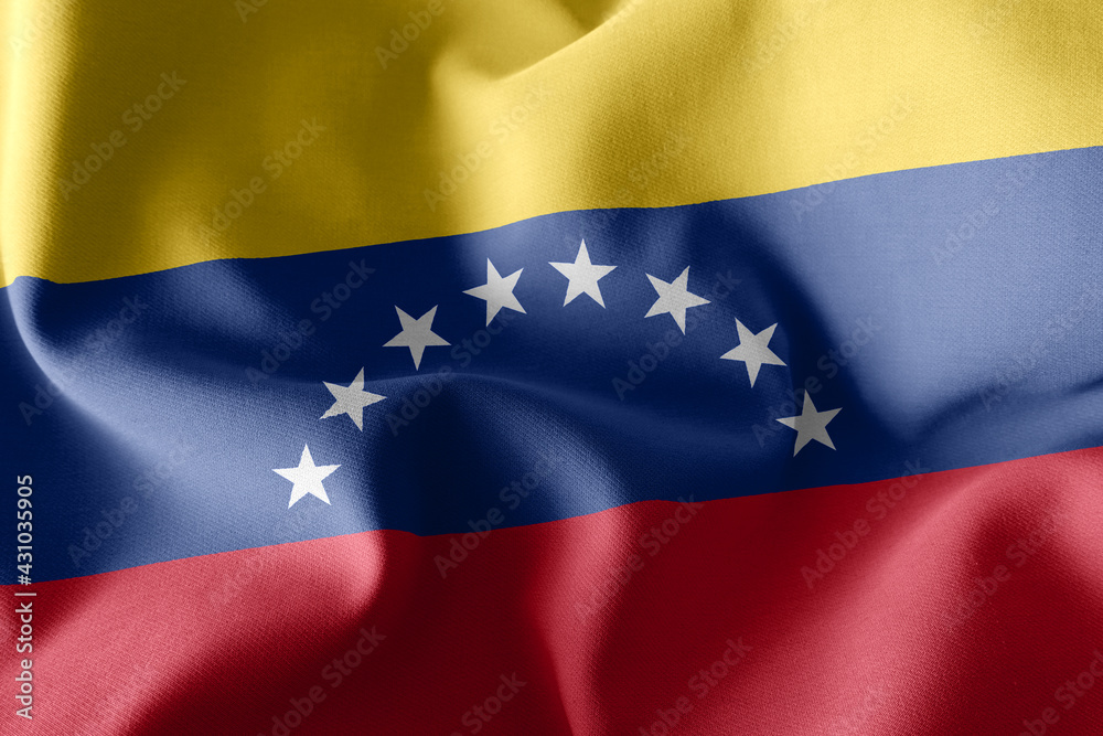 3D rendering illustration flag of Venezuela. Waving on the wind 3D rendering illustration flag of Venezuela. Waving on the wind