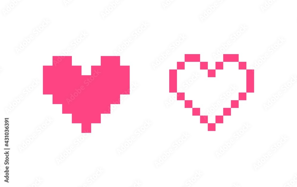 Heart Love Icon Sign Pixel Style Vector Isolated on White
Heart Love Icon Sign Pixel Style Vector Isolated on White