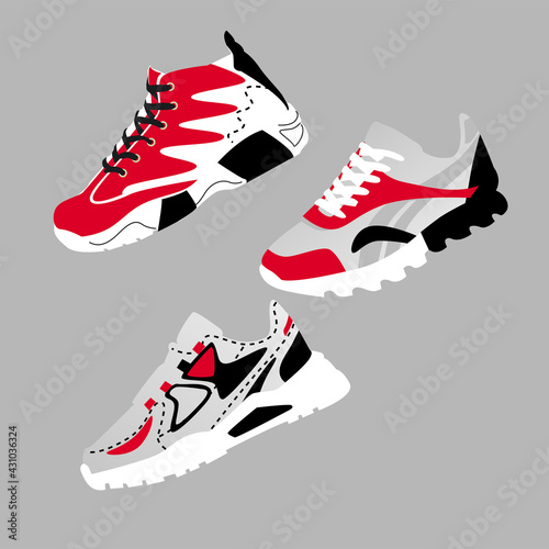 Sneakers. Simple color vector illustration on a gray