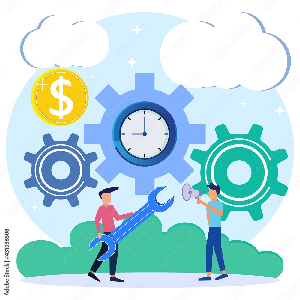 Illustration vector graphic cartoon character of time management Illustration vector graphic cartoon character of time management