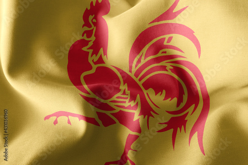 3D illustration flag of Wallonia is a region of Belgium