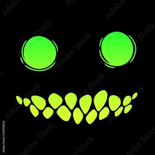 eyes and smile of a monster on a black background