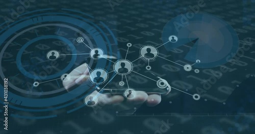 Wallpaper Mural Animation of network of connections with people icons, scopes scanning and binary coding Torontodigital.ca