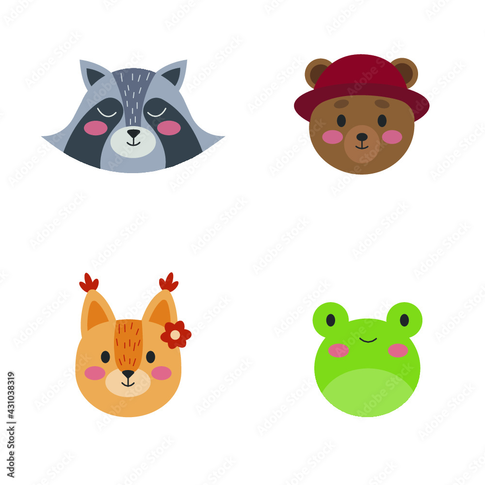 set of funny animal icons set of funny animal icons
