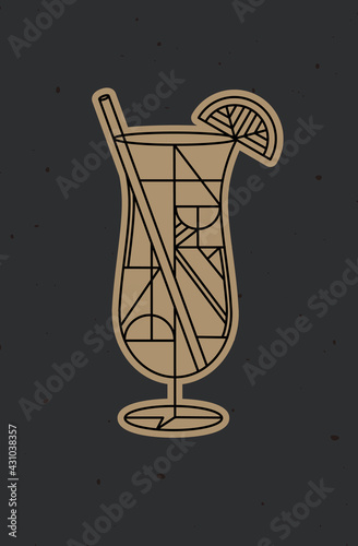 Art deco pina colada cocktail dark