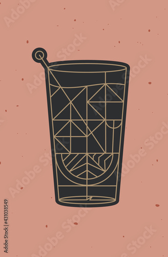 Art deco tequila cocktail powder coral