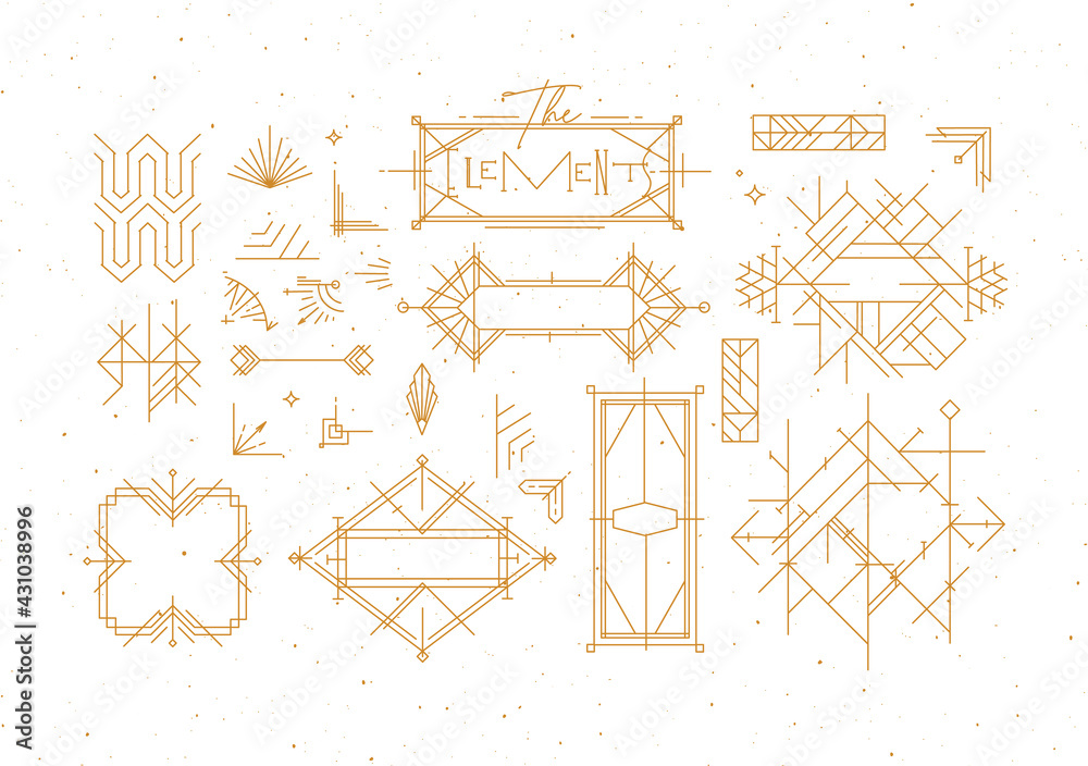 Art deco vintage design elements gold