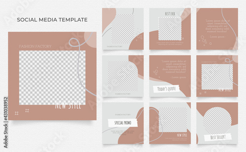 social media template blog fashion sale promotion. fully editable instagram and facebook square post frame organic sale poster. white brown black ad banner vector background