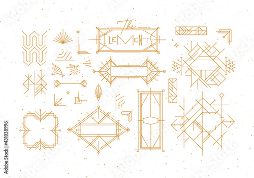 Obraz na płótnie Art deco vintage design elements gold w salonie