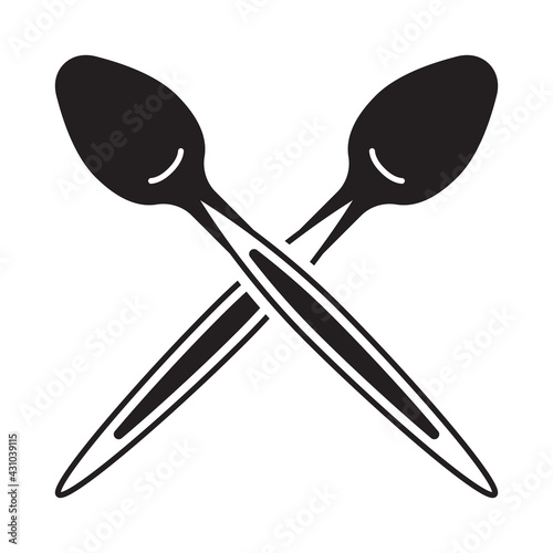 Crossed spoons flat vector icon for apps and website
