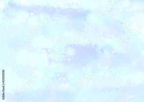 Фотография Watercolor background, Blue sky with clouds, sea, water
