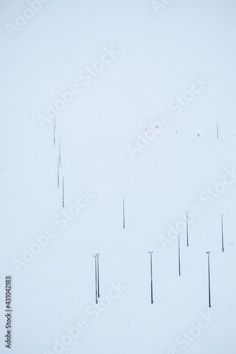 snow mountain with pillars