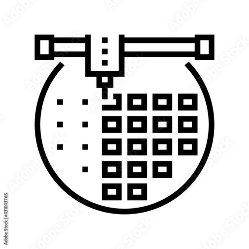 installing semiconductor on board line icon vector. installing semiconductor on board sign. isolated contour symbol black illustration