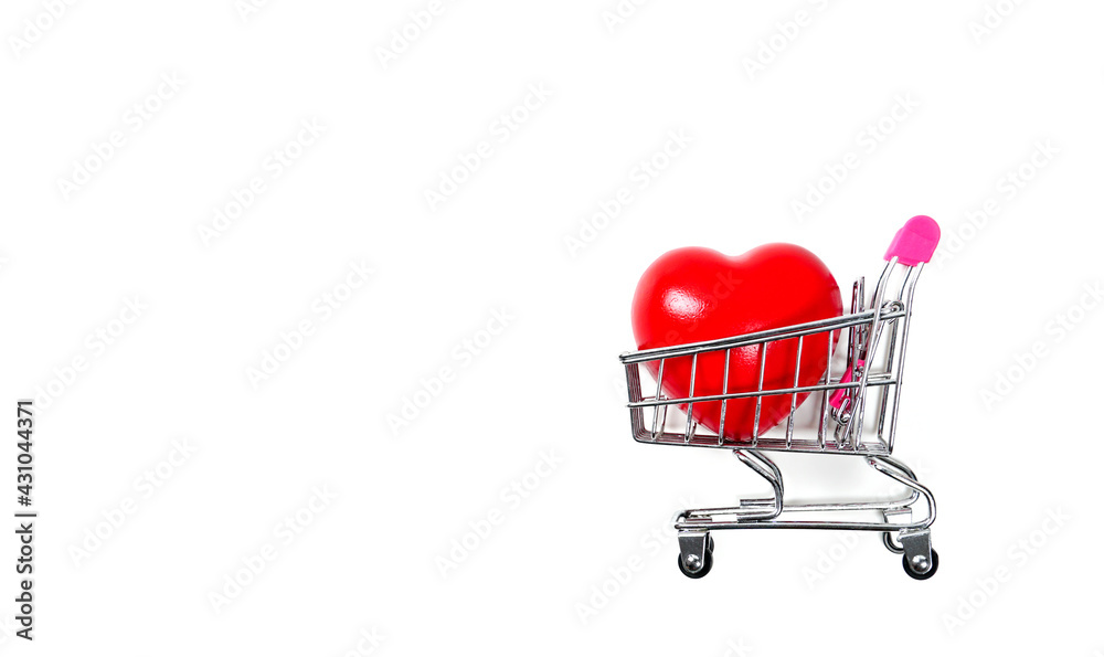 Red Heart in shopping cart or trolley Isolated On White Background.Blood pressure control-Health care concept.Valentine Concept.
Red Heart in shopping cart or trolley Isolated On White Background.Blood pressure control-Health care concept.Valentine Concept.