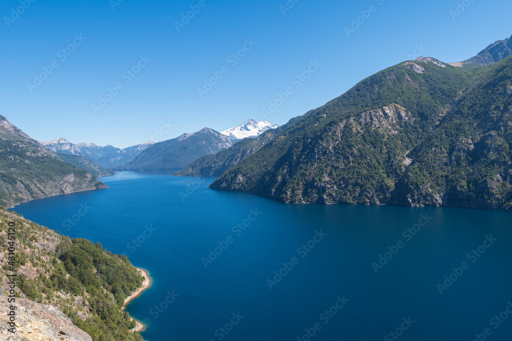 Beautiful view of Lake Nahuel Huapi and the Andes Mountains from San Carlos de Bariloche, Argentina.