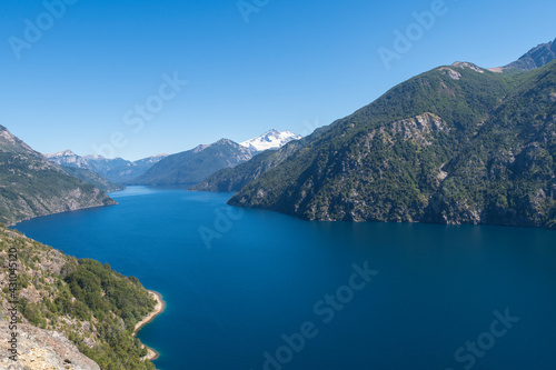 Beautiful view of Lake Nahuel Huapi and the Andes Mountains from San Carlos de Bariloche, Argentina. © buenaventura13
