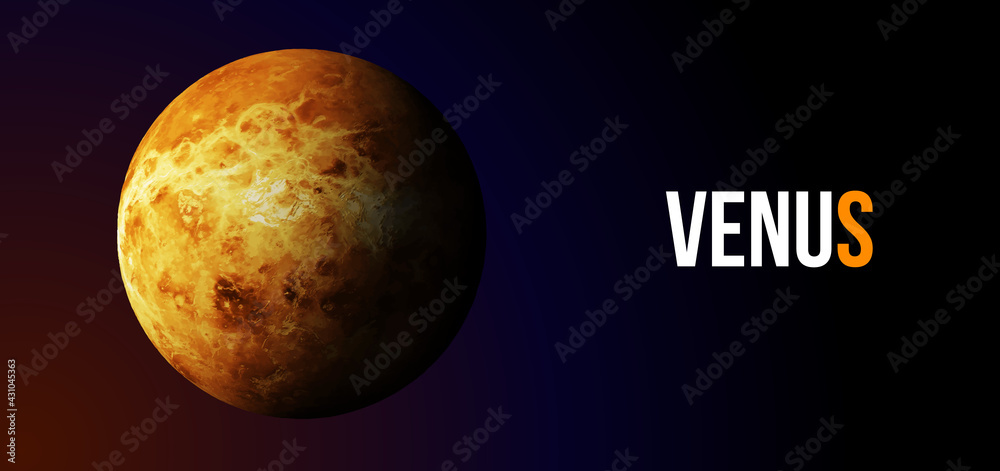 Fotografie Realistic Venus planet from space. Vector illustration