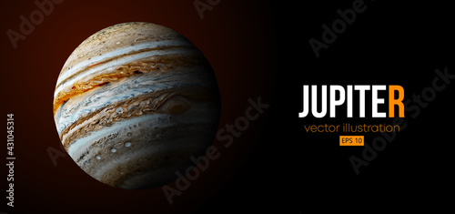Vászonkép Realistic Jupiter planet from space. Vector illustration