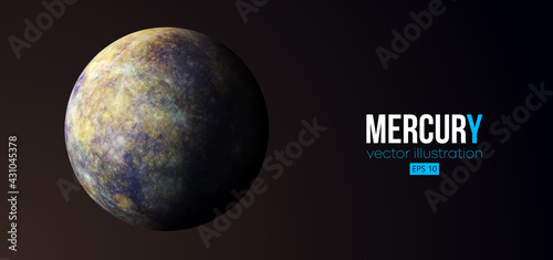 Realistic Mercury planet from space. Vector illustration