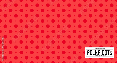 Dots pattern vector. Polka dot background. Red seamlles polka dots abstract background. Dot pattern print. Panorama view. Vector illustration
