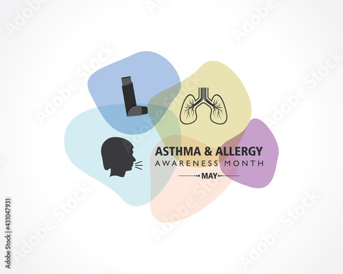 Vector illustration of asthma and allergy awareness month observed each year in May
