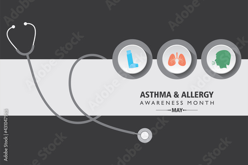 Vector illustration of asthma and allergy awareness month observed each year in May