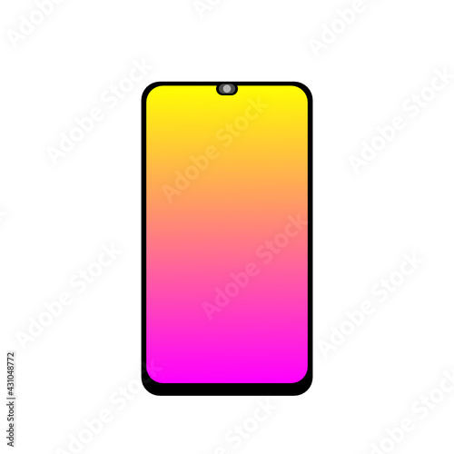 Free Download black phone smartphone with yellow-pink gradient wallpapers screen - GFXLoad